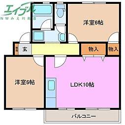 フィレンツェ桑名B 2LDKの間取図画像