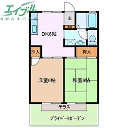 ノースエトランゼA 2DKの間取図画像