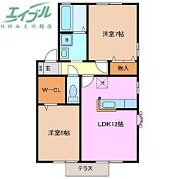 サンピラーB 2LDKの間取図画像