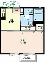 サンジェルマンB 1DKの間取図画像
