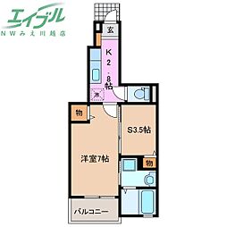 ガウディ 1SKの間取図画像