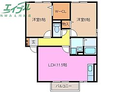 プリマベーラA 2LDKの間取図画像