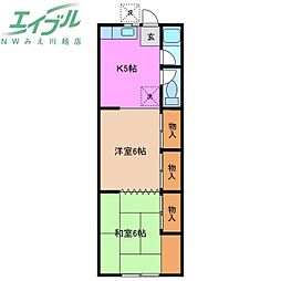 ナショナルアパート 2Kの間取図画像