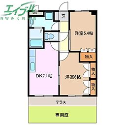 コーポアイビー 2DKの間取図画像