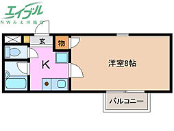 プロミネント川越富洲原 1Kの間取図画像