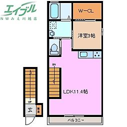 アパート 1LDKの間取図画像