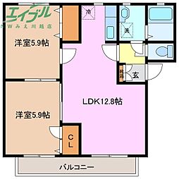 フレア 2LDKの間取図画像