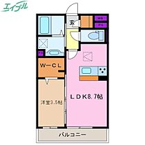 ウッドベル  ｜ 三重県四日市市新正1丁目（賃貸アパート1LDK・1階・33.39㎡） その2