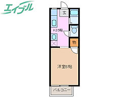 レジデンス日野 1Kの間取図画像