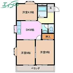 ロイヤルハイツ舞 3DKの間取図画像
