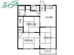 フォーブルひじりB 3DKの間取図画像