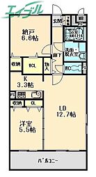 ミアカーサT.G 2LDKの間取図画像