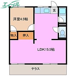 生桑台ハイツ 1LDKの間取図画像