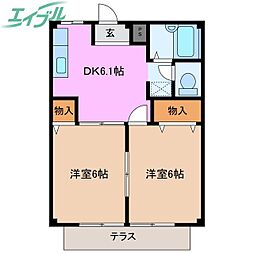 ラフォーレ新正B 2DKの間取図画像