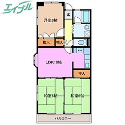 コスモシティ日永 3LDKの間取図画像