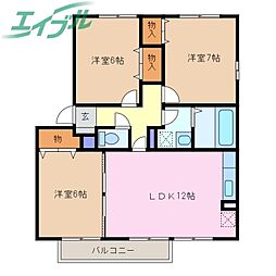 大和の里C 3LDKの間取図画像