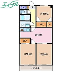 リヴェール日永 3DKの間取図画像