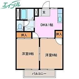 シティハイツ新正B 2DKの間取図画像