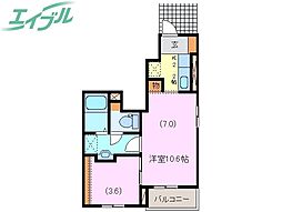 シュエット・エムA 2Kの間取図画像