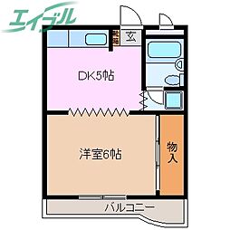 寿ハイツ 1DKの間取図画像