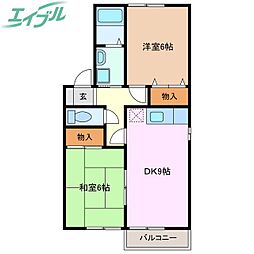 プリムローズA 2DKの間取図画像