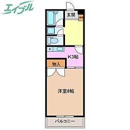 ハイマンション日永西B 1Kの間取図画像