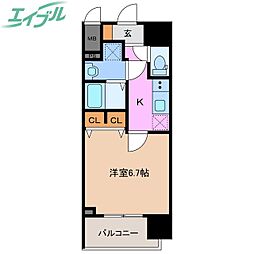 S-RESIDENCE四日市駅前couleur(クルール) 1Kの間取図画像