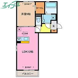 マーブル2 1LDKの間取図画像