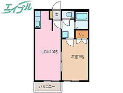 パビリオンウネメ 1LDKの間取図画像