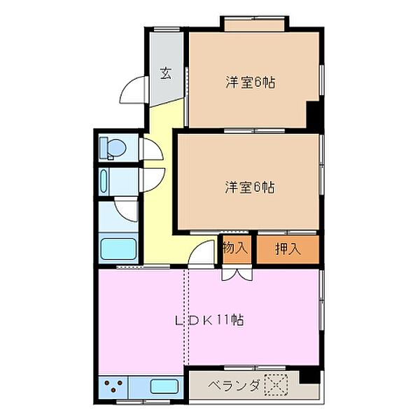 サンプラザ宝照 2A｜三重県四日市市東日野町(賃貸マンション2LDK・2階・51.40㎡)の写真 その2