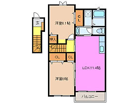 エクセラ 203 ｜ 三重県四日市市西日野町（賃貸アパート2LDK・2階・57.07㎡） その2