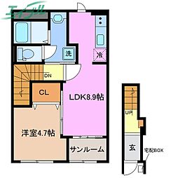 ネスト赤堀 2階/-