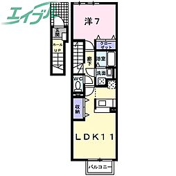 オーブ2 1LDKの間取図画像
