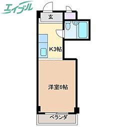 ベース浜田 1Kの間取図画像