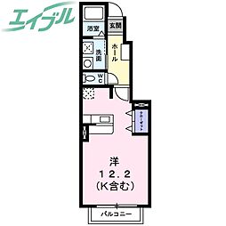 エアリー谷口B ワンルームの間取図画像