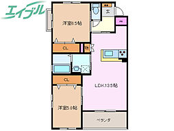 シュクル 2LDKの間取図画像