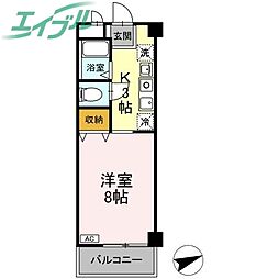 エスポワール生和 1Kの間取図画像