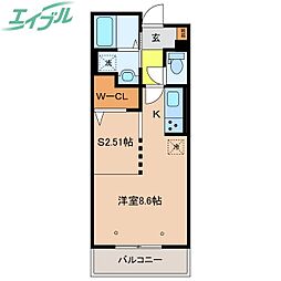 エスペランサS8 ワンルームの間取図画像