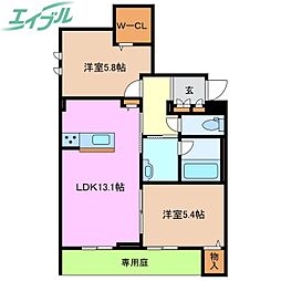 シャーメゾン ラ テラ 2LDKの間取図画像