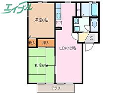 メゾンブリッジ 2LDKの間取図画像