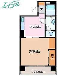 シャンボール西浦 1DKの間取図画像