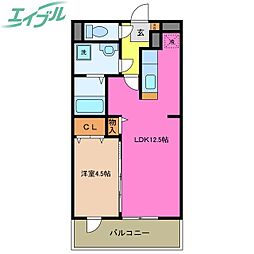 メゾンモンマルトル1 1LDKの間取図画像