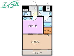 リュミエールメゾン 1DKの間取図画像