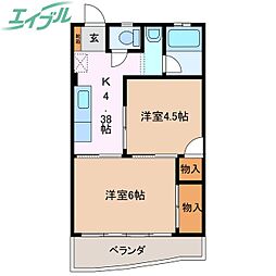 林ビル 2Kの間取図画像