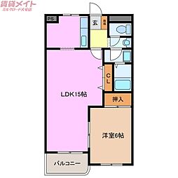 ドルフこもの 1LDKの間取図画像