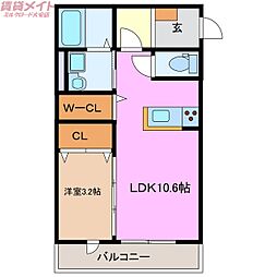 セレッソA 1LDKの間取図画像