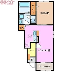 ベルパス・K 1LDKの間取図画像