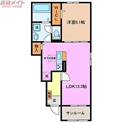 ひよこのいえ2 C 1LDKの間取図画像