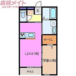 サマサン 1LDKの間取図画像