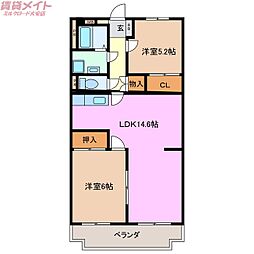 パストラルこもの 2LDKの間取図画像